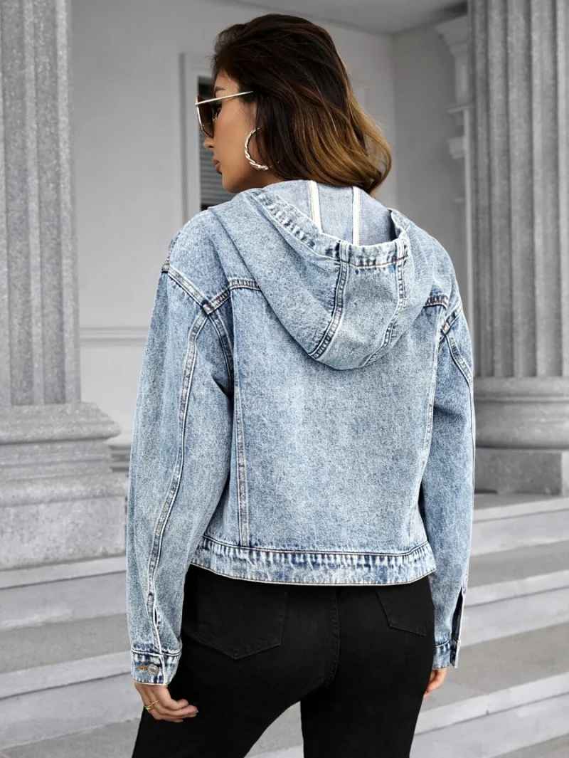 Flap Pocket Drop Shoulder Denim Jacket