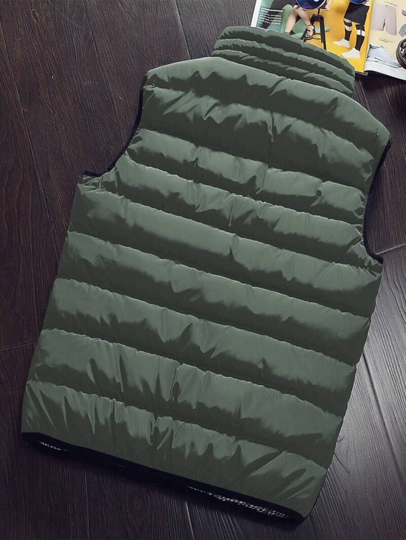 Slant Pocket Zip Up Vest Padded