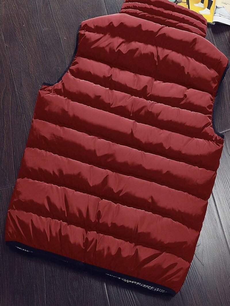 Stand Collar Zipper Front Casual Padded Vest Jacket