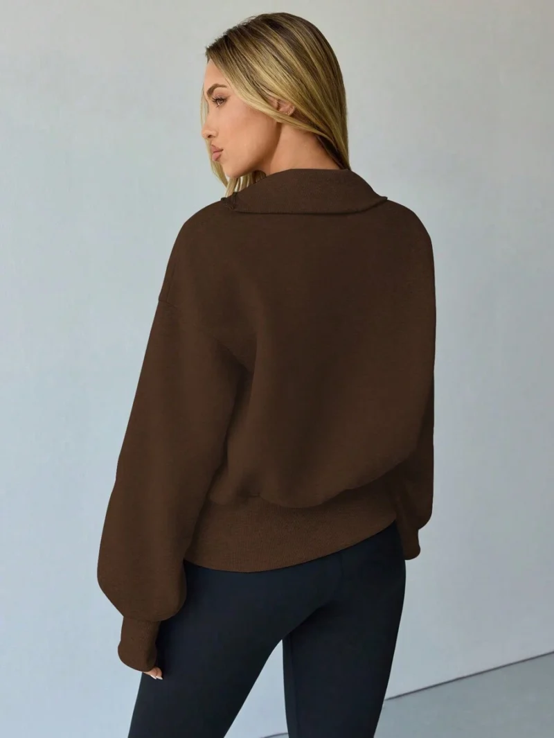 Lantern Sleeve Zip Up High Neck Fleece Hoodie Jacket