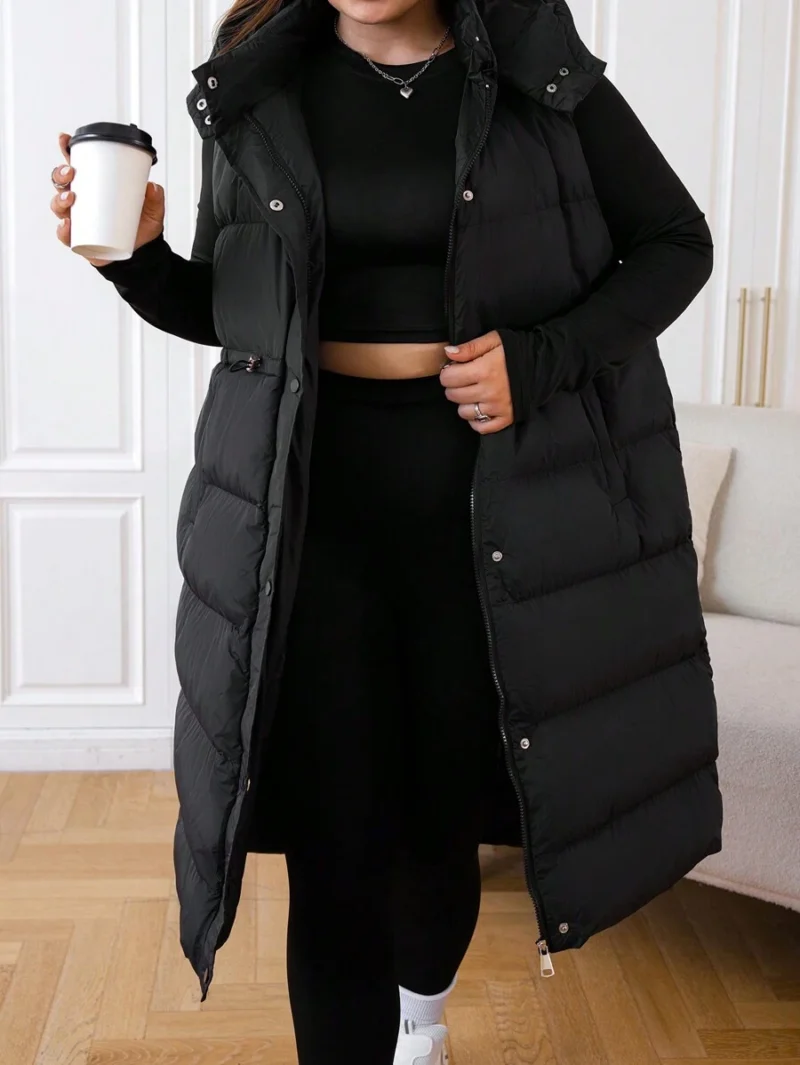 Plus Size Solid Color Hooded Zippered