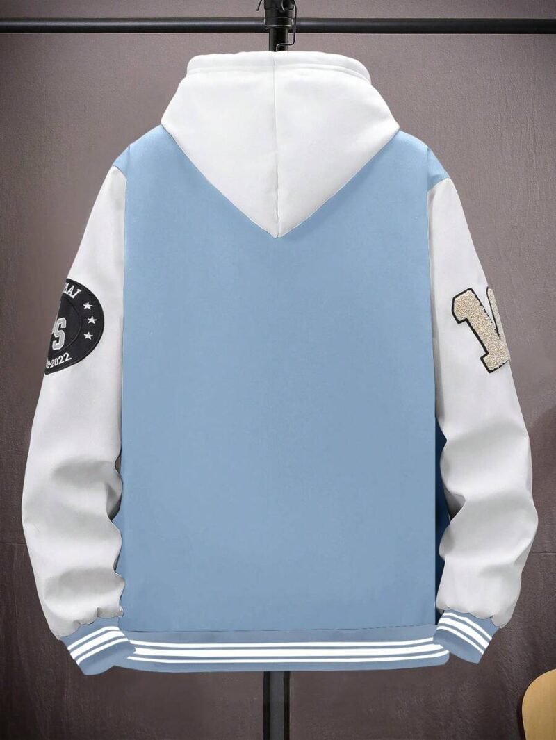 Letter Graphic Colorblock Varsity Baseball Jacket
