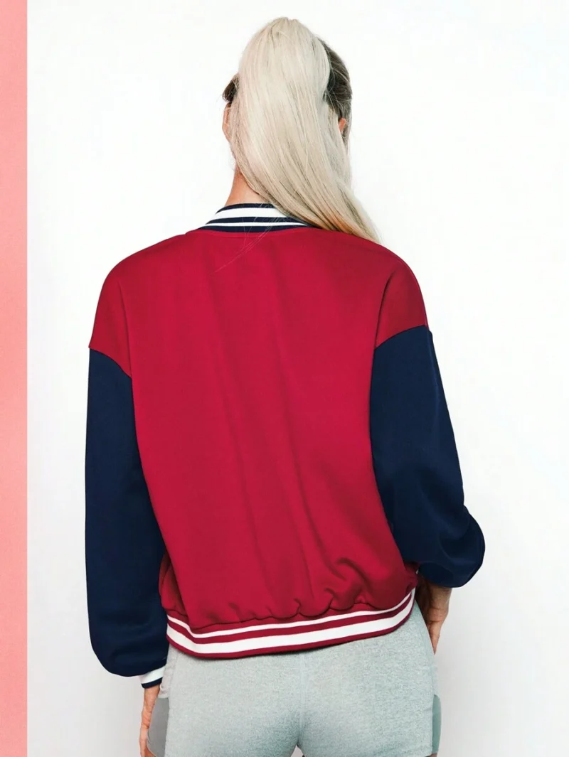 Striped Collar Color Block Buttoned Long Sleeves