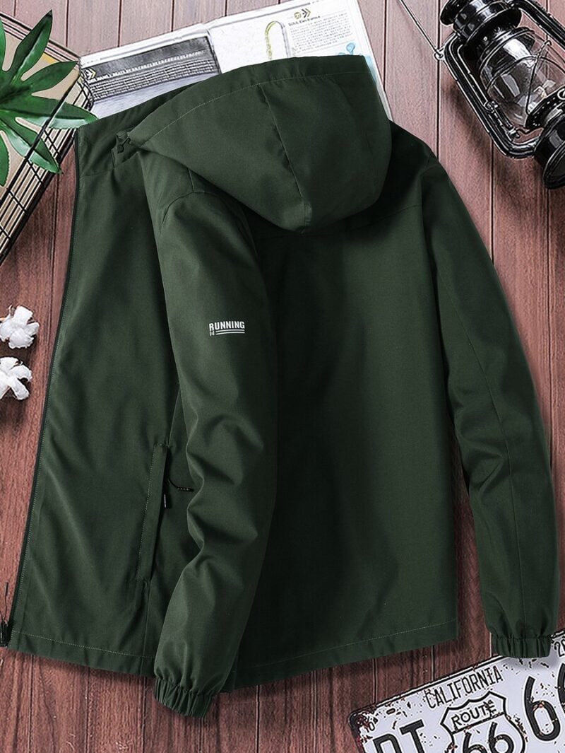 Letter Graphic Zipper Hooded Jacket Without Tee
