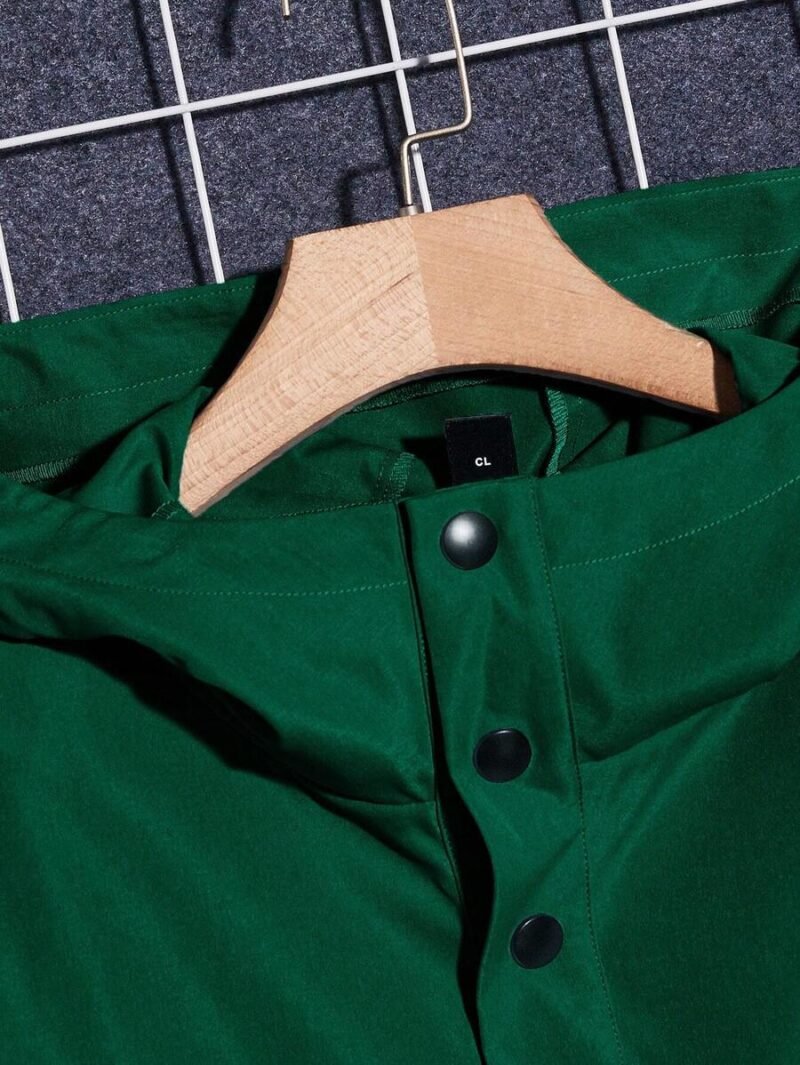 Letter Patched Half Button Hooded wind breaker Jacket