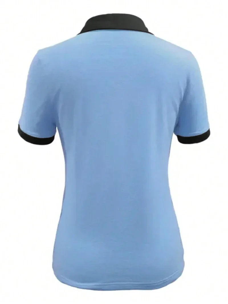 Color Block Polo Collar Short Sleeve Casual T Shirt