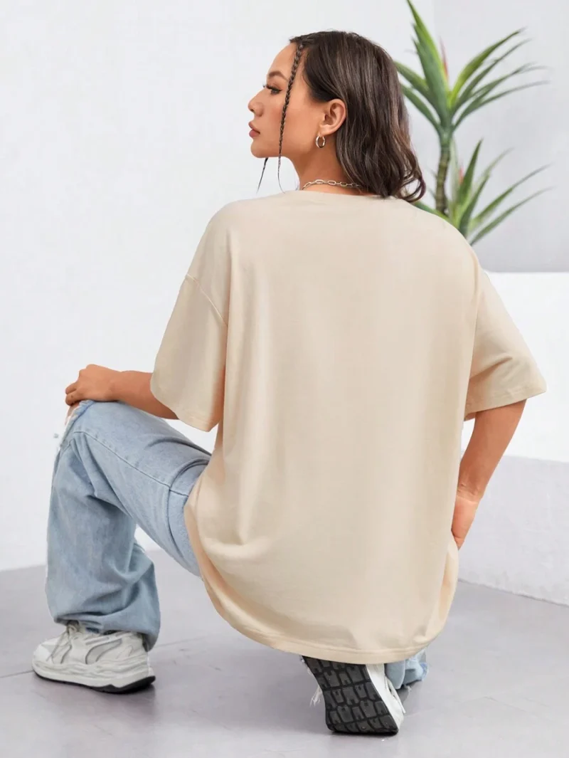 Casual Oversized Women's T Shirt With Letter Printing