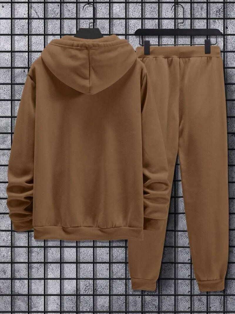 Slogan Print Hoodie And Jogger Pants Set