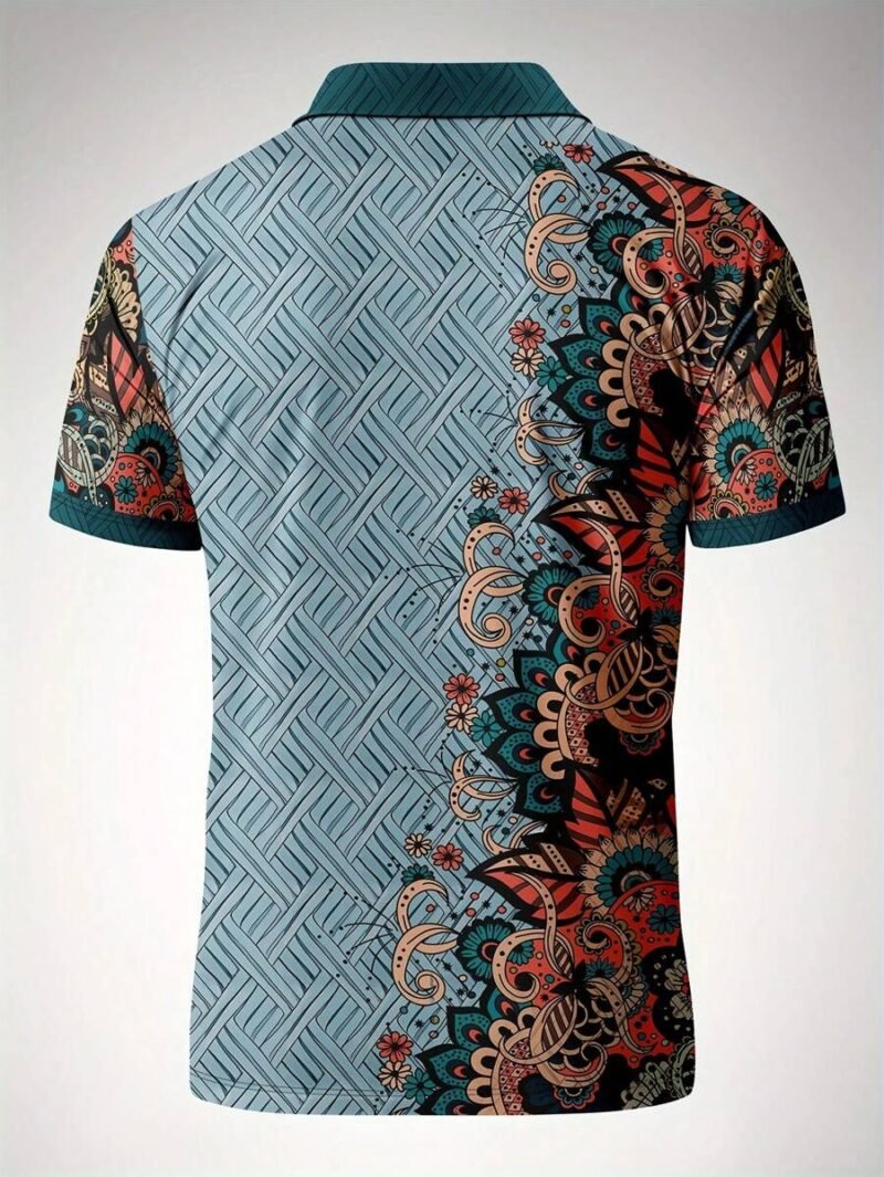 Casual Business Floral Print Short Sleeve Polo Shirt