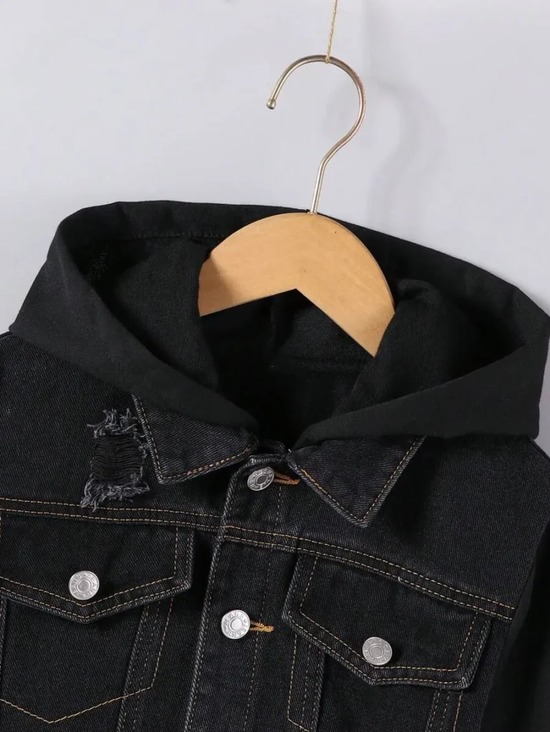 Casual Fashion Hoodie Patchwork Denim Jacket