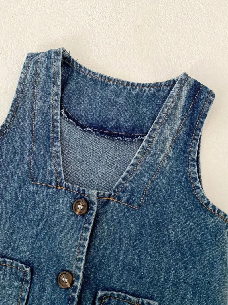 Denim Vest Jacket Versatile Waistcoat With Dual Pockets