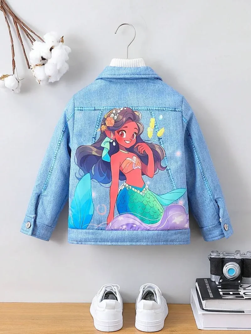 Figure Graphic Denim Effect Print Jacket