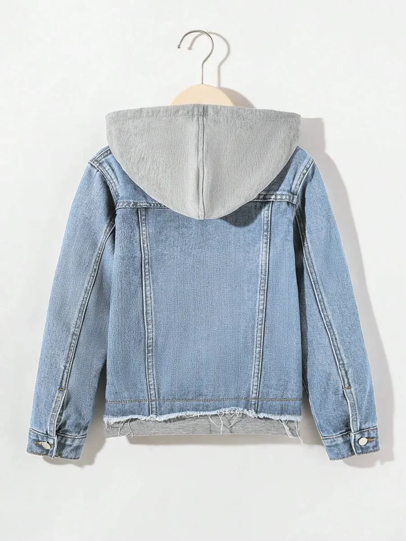 Hooded Zipper Closure Casual Denim Jacket