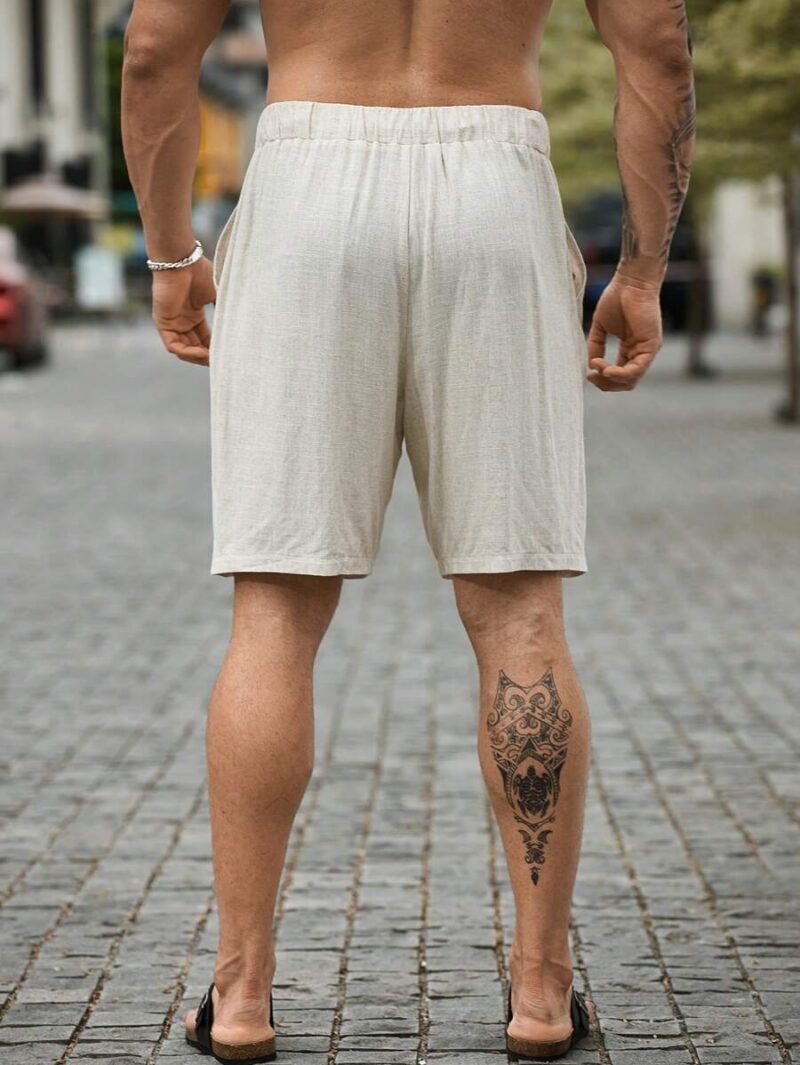 Plus Size Solid Color Drawstring Shorts With Pockets