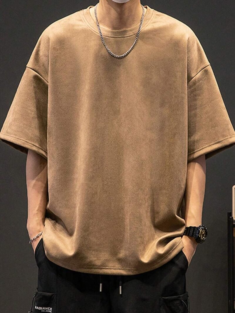 Casual Simple Solid Color Drop Shoulder Loose T Shirt