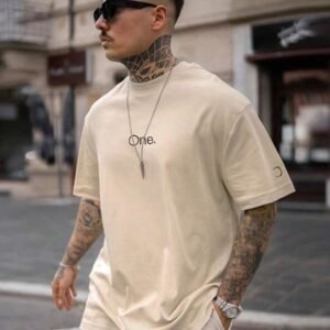 Letter Print Round Neck Short Sleeve T Shirt