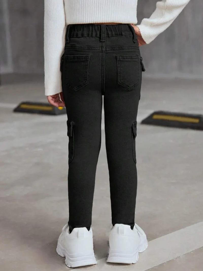 Khaki Denim Stretch Skinny Cargo Pants