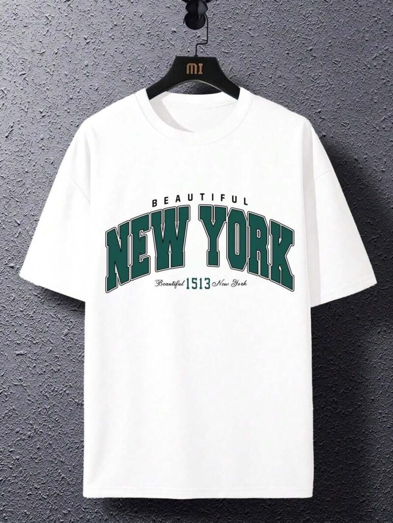 Oversized Drop Shoulder T Shirt With Letter Print