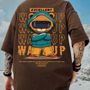 Oversized Men Cartoon & Slogan Graphic T Shirt