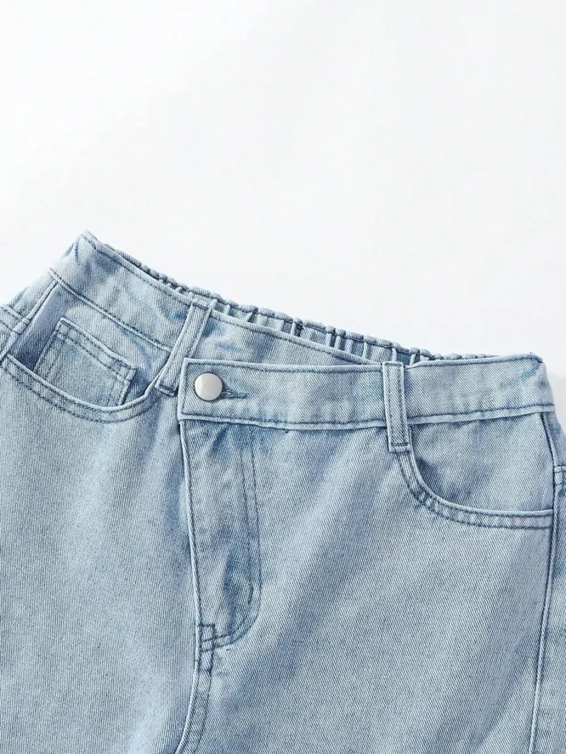 Streetwear Casual Multi Pocket Light Wash Denim Cargo Pants
