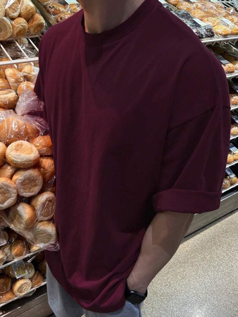 Solid Drop Shoulder Plain T Shirt