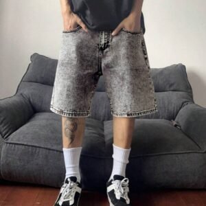 Loose Pockets Casual Wide-Leg Denim Shorts