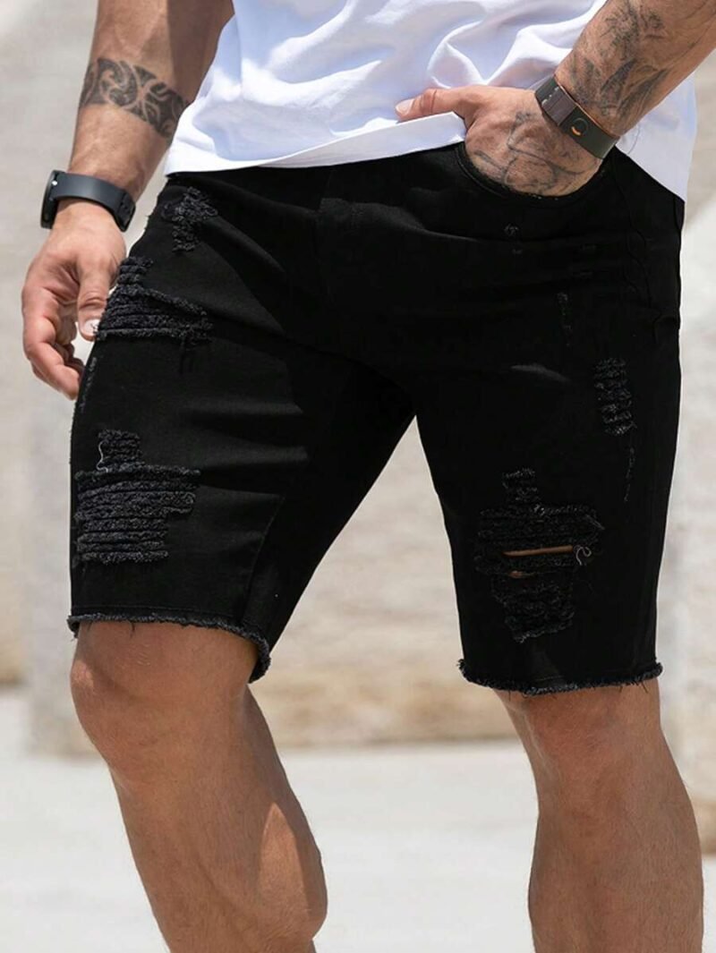 Ripped Frayed Raw Hem Denim Shorts