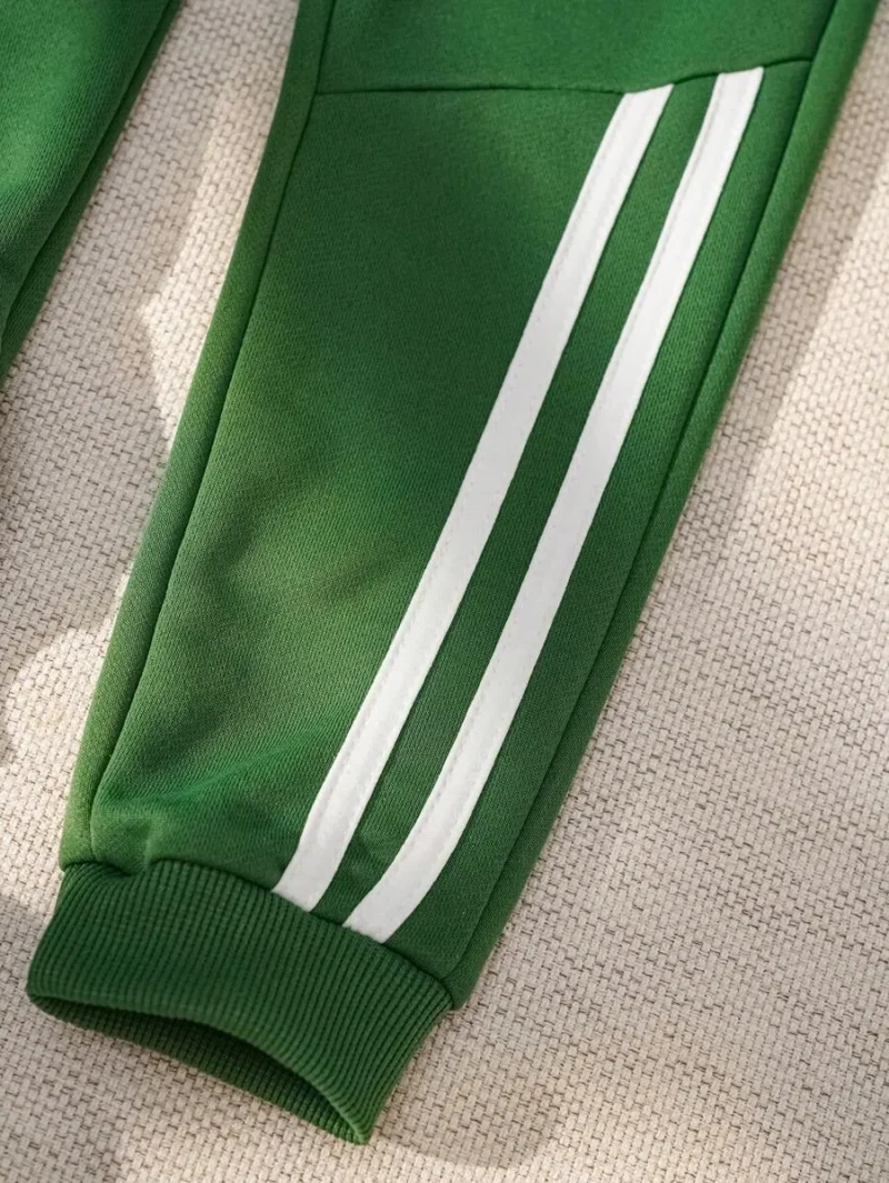 Striped Tape Side Sweatpants Green Pants