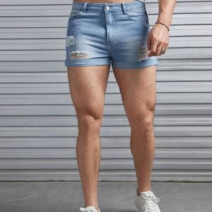 Ripped Frayed Roll Hem Denim Shorts