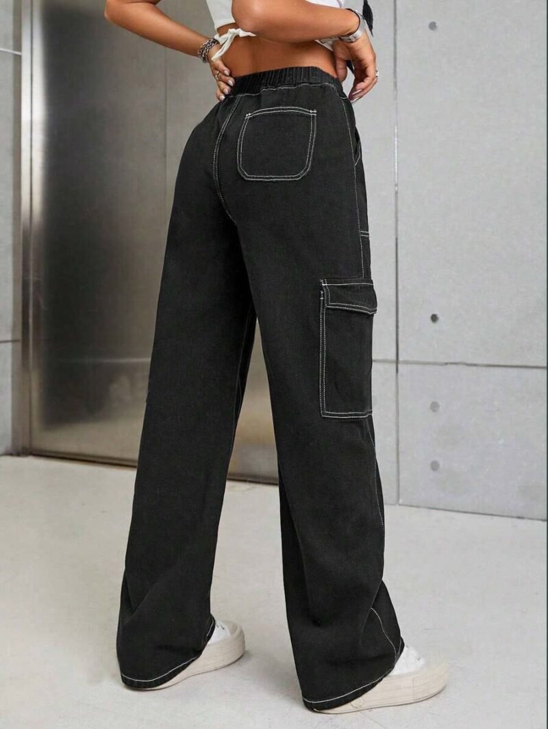 Casual Minimalist Denim Effect Cargo Pants
