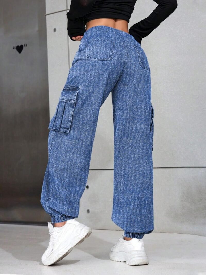 Casual Versatile Outdoor Multi Pocket Denim Effect Jogger Pants