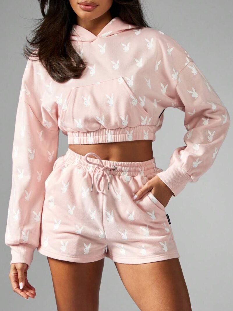 All Over Bunny Cropped Hoodie