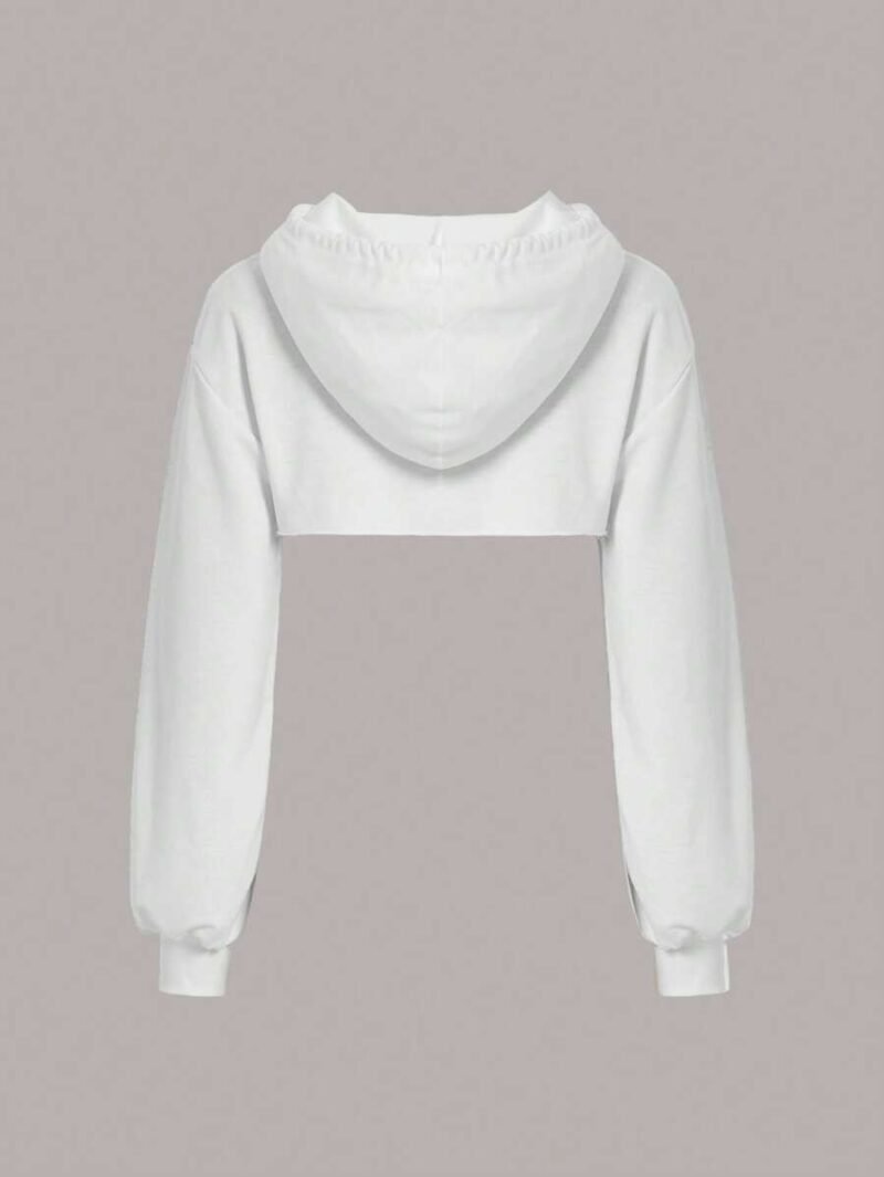 Drawstring Hooded Crop Sweatshirt