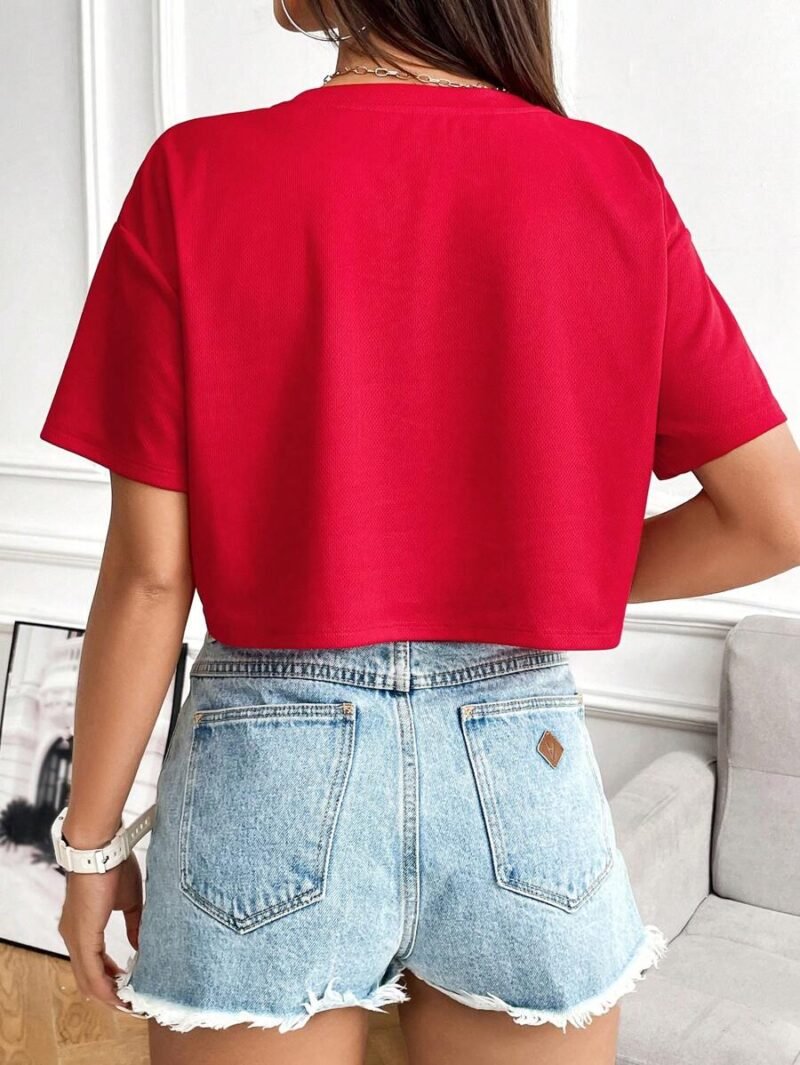 Red Printed Crop Top For Women