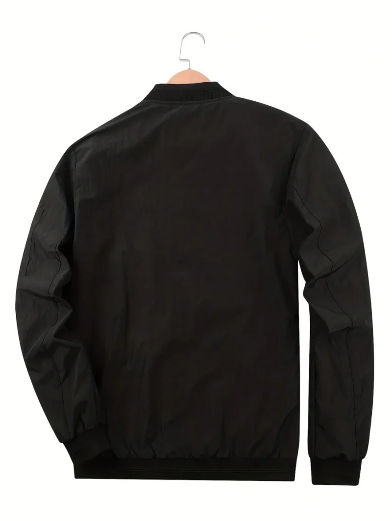 Solid Color Baseball Collar Jacket