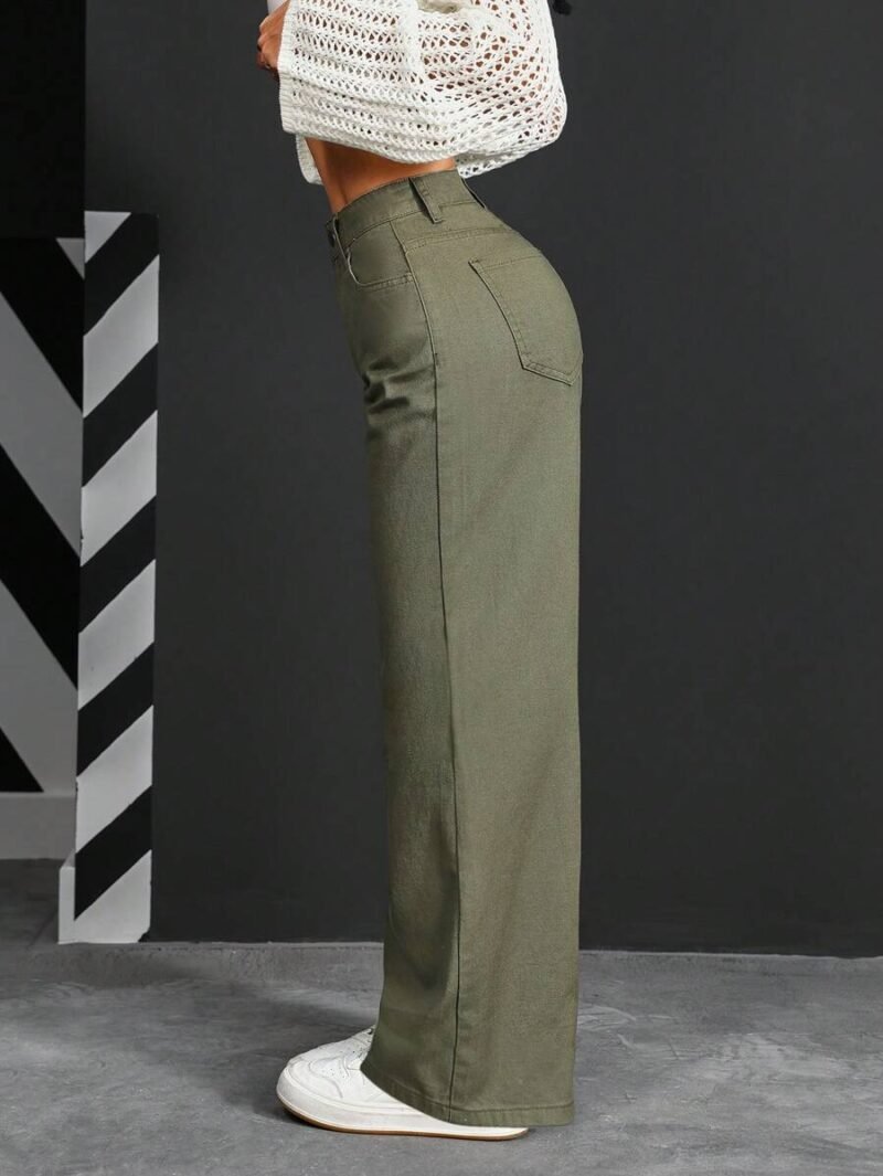 Loose Fit Wide Leg Pockets Casual Denim Jeans