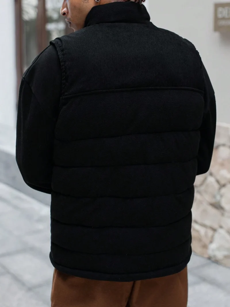 Black Zipper Sleeveless Vest  Daily Wear