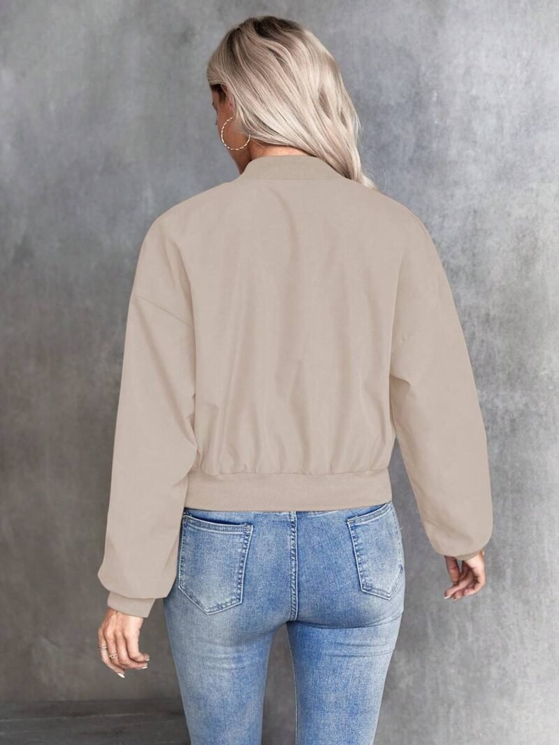 Solid Color Zipper Baseball Jacket