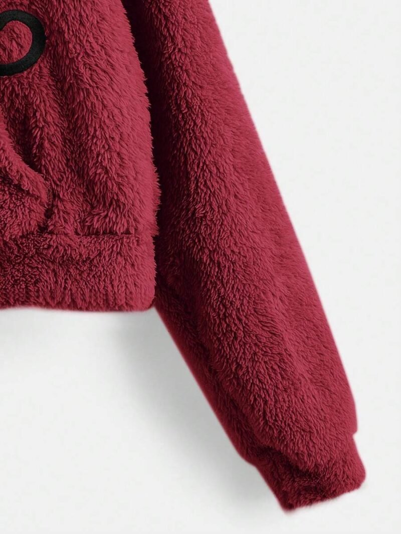 Casual Long Sleeve Pocket Furry Hoodie