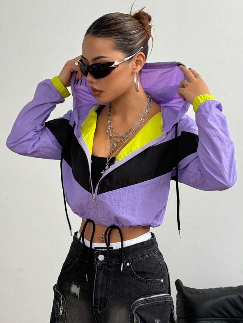 Color Block Windbreaker Style Jacket