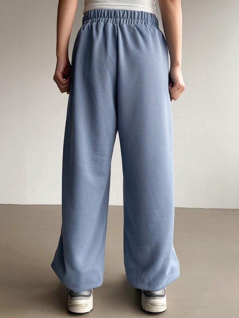 Drawstring Waist Spliced Side Seam Elastic Cuffed Pants