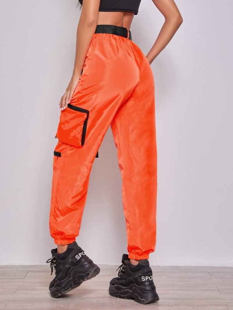 Patch Pocket Push Buckle Belted Wind Joggers