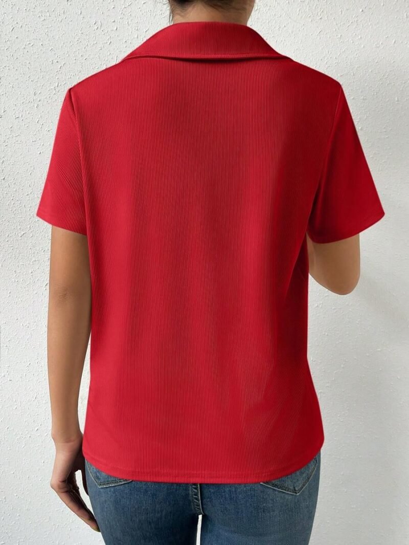 Solid Color Casual Polo Collar T Shirt