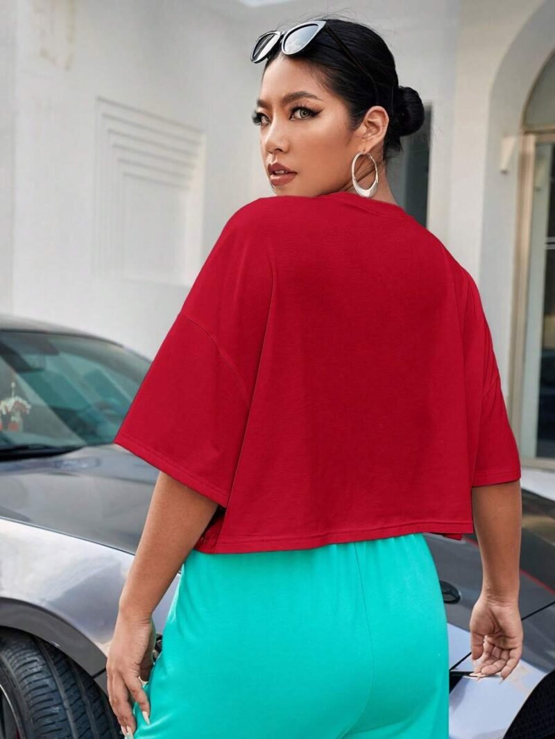 Plus Size Solid Color Round Neck Short Sleeve