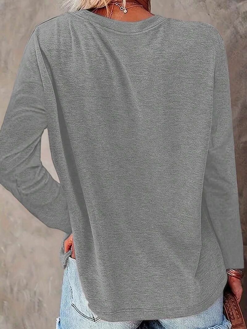 Cat Pattern Print Crew Neck Long Sleeve Casual T Shirt