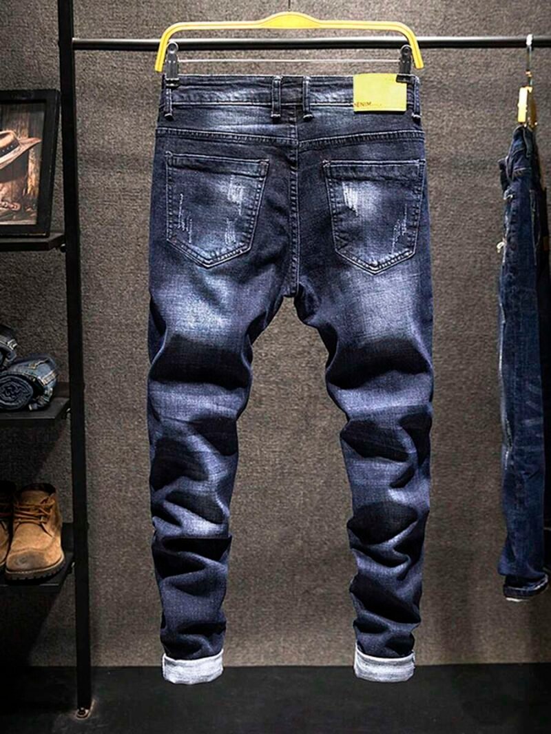 Casual Elastic Denim Jeans With Pockets