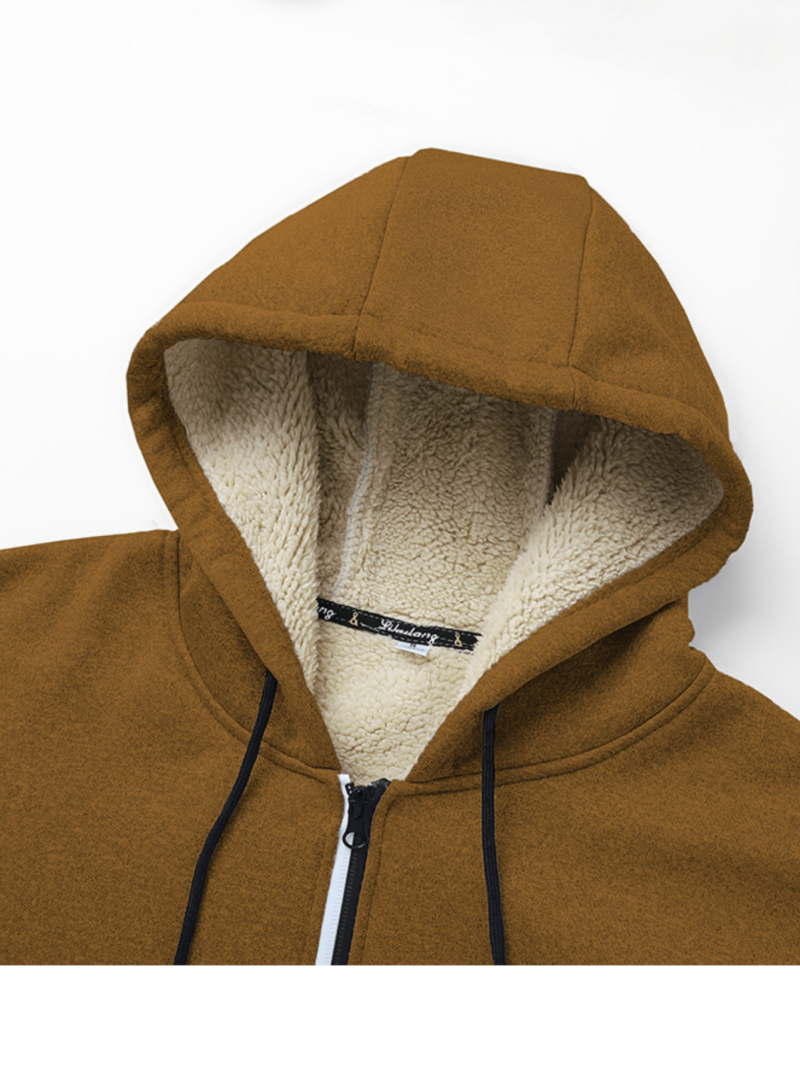 Hooded Casual Knitted Plus Fleece Thick Sweatshirt