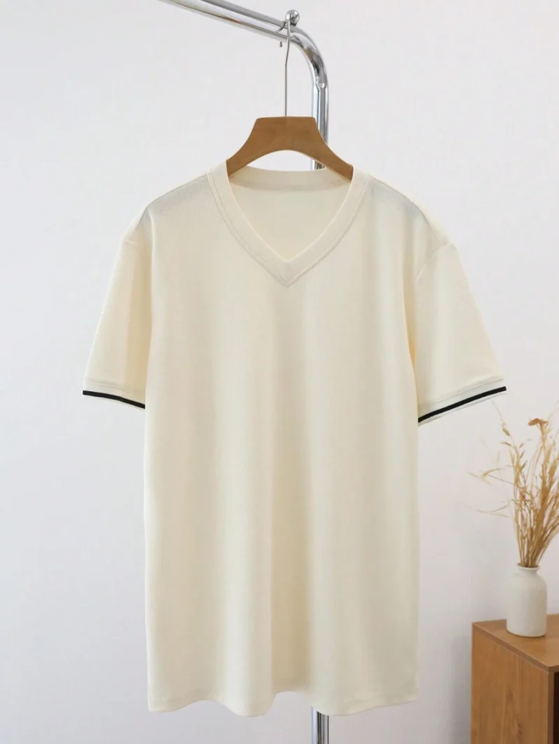Summer Striped Casual V Neck Short Sleeve