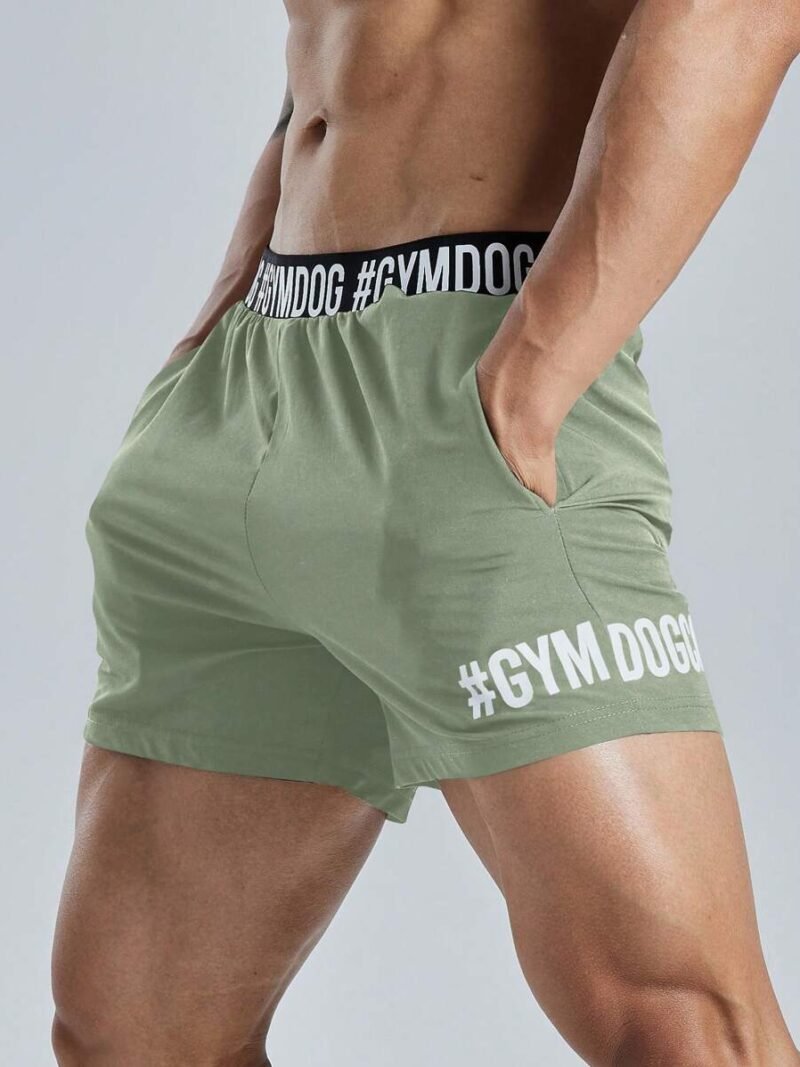 Letter Print Drawstring Sports Shorts