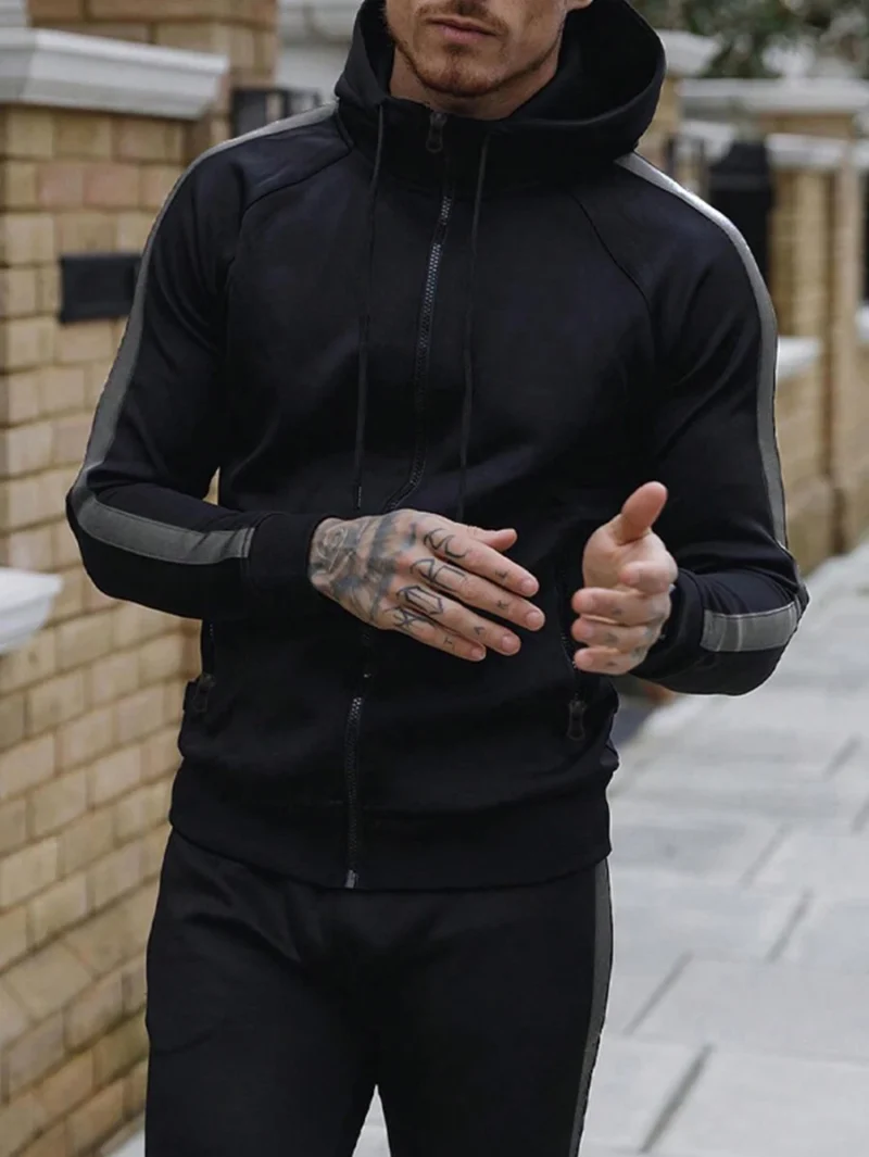 Side Stripe Colorblock Hooded